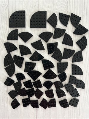 LEGO LOT BLACK 54 PCS 6X6 4X4 3X3 ROUND CORNER PLATE VARIETY BUILDING PIECES