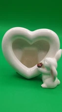 Vintage Avon Springtime Collection Bunny Heart Ceramic Picture Frame 4"