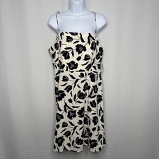 Old Navy Womens XL Black White Floral Linen Blend Strap Cami Dress Coastal NEW