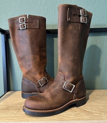RED WING 3351 Brown Rough Tough Women's 7.5B HERITAGE Tall ENGINEER MOTO BOOTS