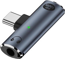 USB C to Audio Jack Adapter with 100W Fast Charging, 2-In-1 USB Type-C to 3.5Mm