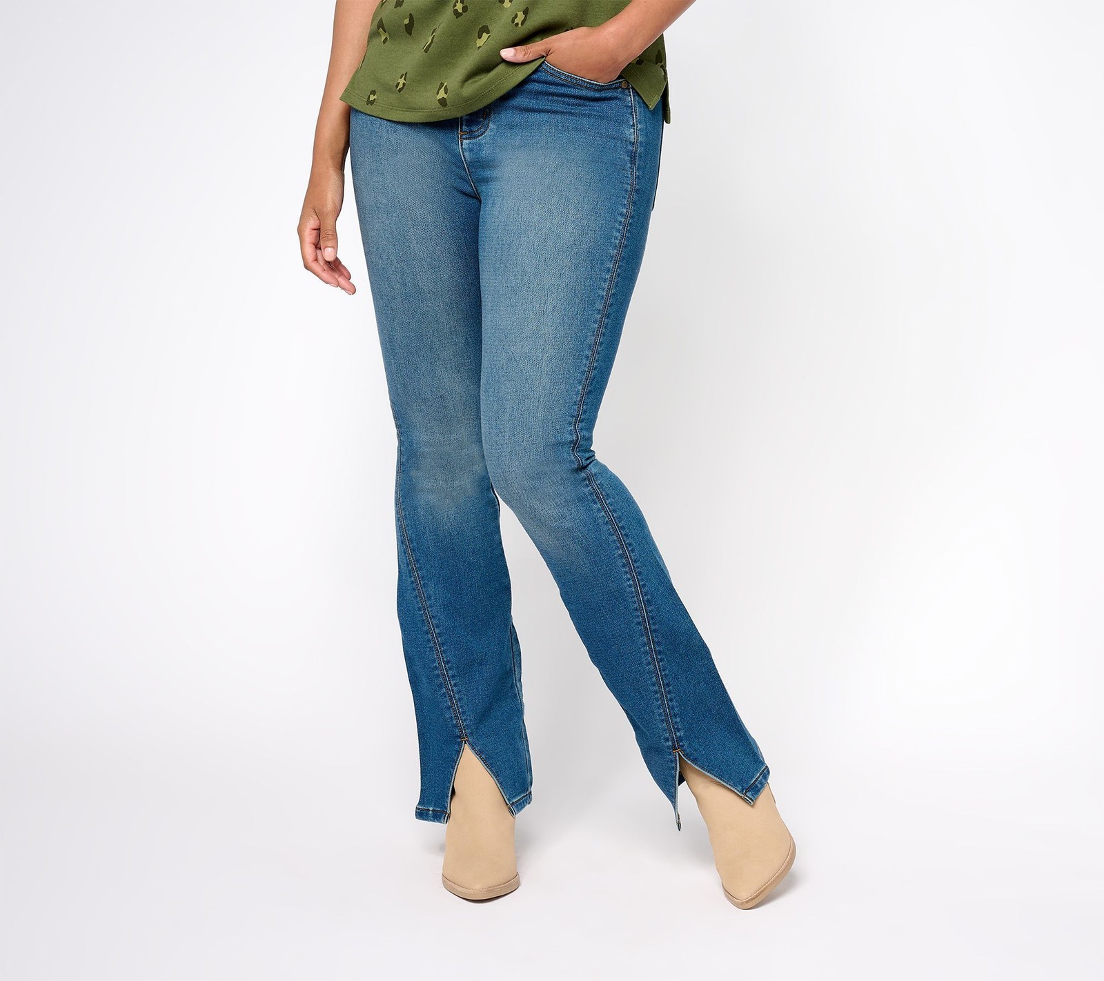 Isaac Mizrahi Live! Women's Petite Pants 14P Indigo Medium Grey Heather A609862