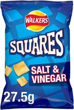Squares Salt & Vinegar Snacks Crisps 27.5G Pack of 32