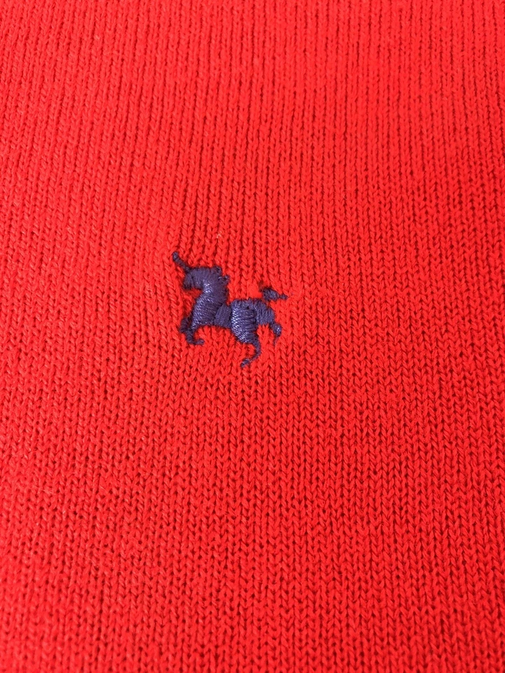 Camisa Polo Tejida De Colección Jóvenes Niños Mediana Polonia Roja Eileen Unicornio Logo Larga Slv EC Foto 3 de 4