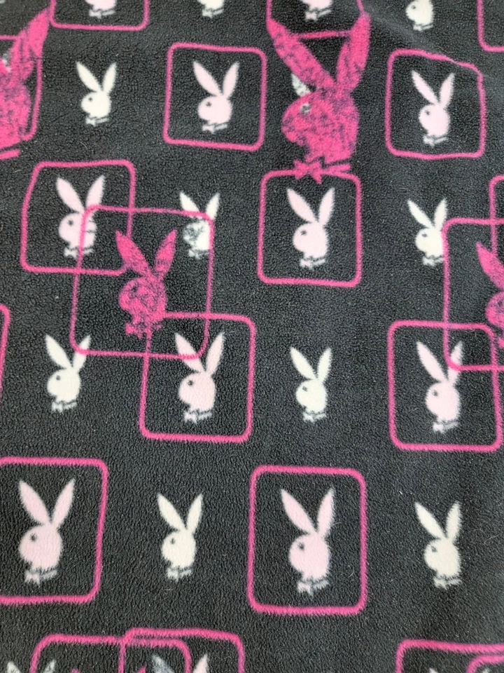 Playboy Classic Rabbit Heads Black White & Pink Plush Fleece Blanket 50" X 60" - Image 2 of 4