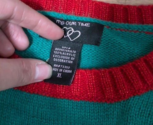 Kids Ugly Christmas Sweater size 14/16 XL Unisex Green Porcupine Cute EUC - Picture 3 of 4