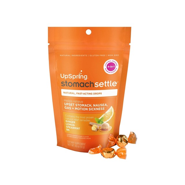 UpSpring Stomach Settle Nausea Gas Bloating Relief Ginger Lemon B6