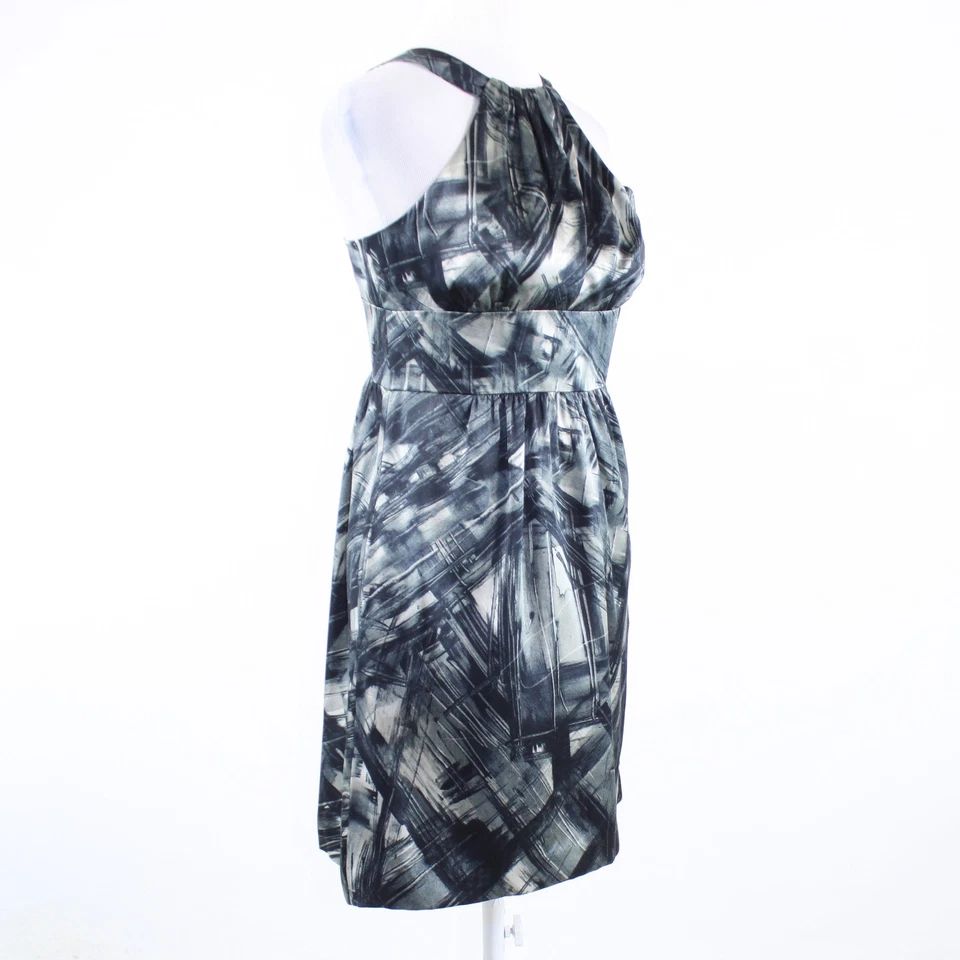 Vestido negro blanco estampado abstracto 100% seda MARTIN + OSA sin mangas línea A 0 Foto 3 de 4