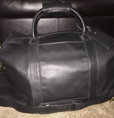 black leather weekender