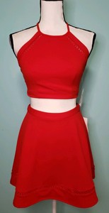 red mini skirt and crop top