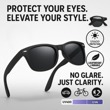 Polarized Sunglasses Men Women UV400 Retro Square Driving Fishing Sports Black