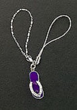 Dangle Purple Enamel 925 Sterling Silver Sandal Crystal Cell Phone Charm Strap