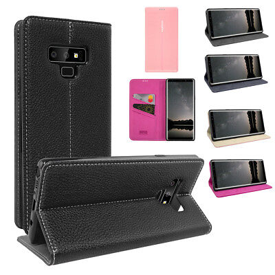 with Free Waterproof Case Leather Flip Case for Samsung Galaxy Note9 Wallet Cover with Viewing Stand and Card Slots Bussiness Phone Case 