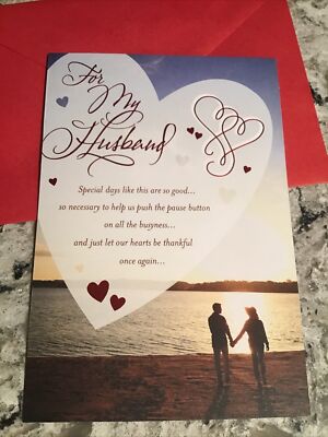 Valentine s Day For My Husband Thankful Religious 5.5 x8  Large Greeting Card