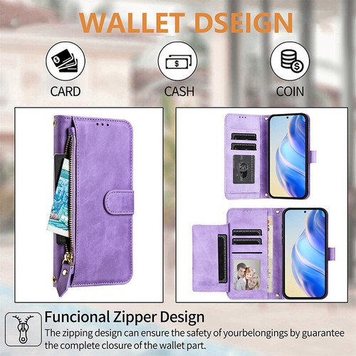 For Samsung A56 A36 A54 A55 A35 Luxury Leather Zipper Purse Wallet Case Cover - Picture 5 of 50