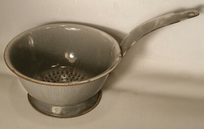 Graniteware Footed Soup Strainer with Pierced Bottom