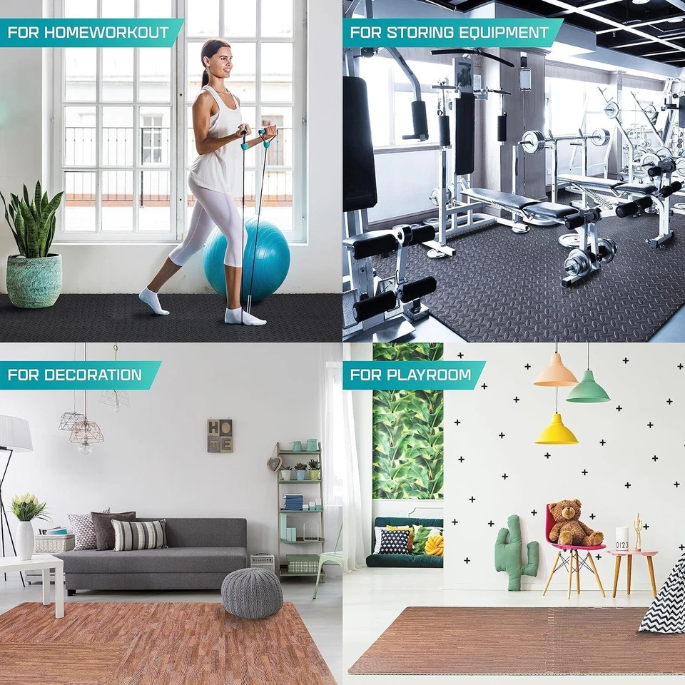 Yes4All 48SQ.FT Wood Grain Puzzle Exercise Mat Protective Flooring, EVA Inter... - Image 4 of 4