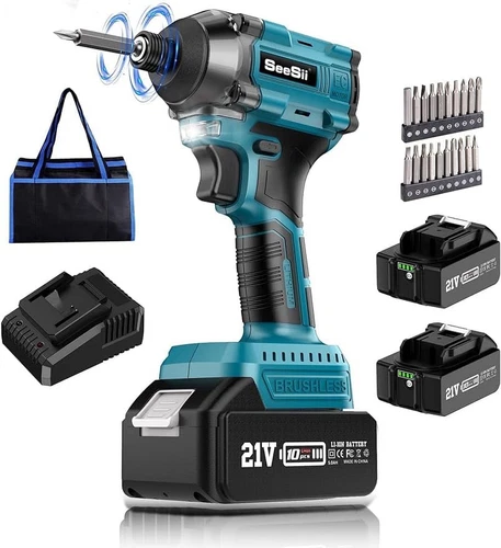 Seesii Brushless Cordless Impact Wrench High Torque Electric Impact Driver Kit