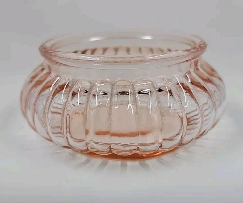 Vintage 1940s Pink Uranium Depression Glass Trinket Dish with Bubble Sides