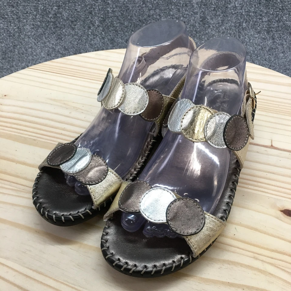 Sandalias La Plume para mujer 40 Fiora con cordones multicolor hebilla de cuero metálico Foto 3 de 4