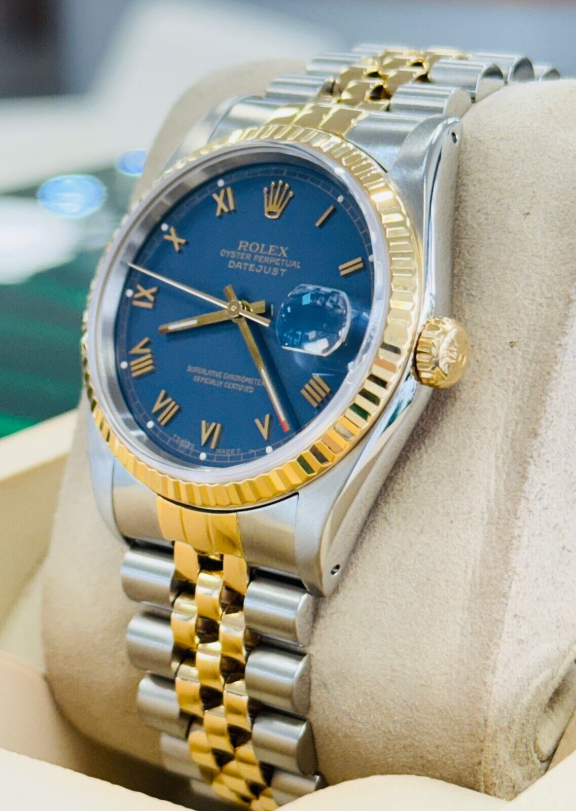 Rolex Datejust 16233 Blue Stella Roman Dial 18k Gold / Steel Jubilee Band Watch - Image 6