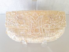 Vintage La Regale Rainbow Sequin Clutch Handbag with White Seed Beads