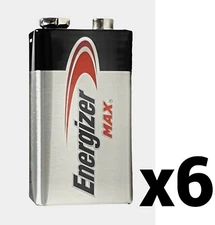 6 SIX ENERGIZER MAX 9V 9 VOLT ALKALINE BATTERY BATTERIES EXP 2028 BRAND NEW
