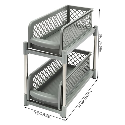 2-Tier Pull-Out Under-Sink Organizer with Slide-Out Design and Large Capacity - Picture 2 of 17