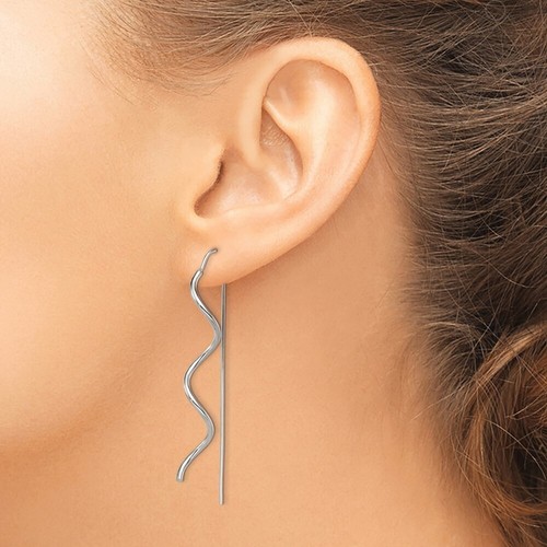 Designs by Nathan | 925 Sterling Silver Polished Spiral Dangle Earrings - Picture 9 of 12