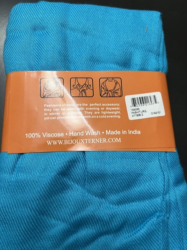 Pashmina Shawl/Wrap/Scarf Blue - Picture 3 of 4