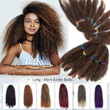 Afro Puff Kinky Curly Braids Bulks Hair Extensions Crochet No Waft As Human Real