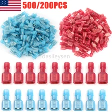 500/200PCS Female Insulated Wire Spade Terminals Crimp Connectors AWG 22-10 Set