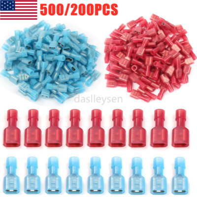 Gl Terminals Set 500/200PCS Female Insulated Wire Spade Terminals Crimp Connectors AWG ...