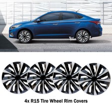 For Hyundai Elantra Set of 4 15" Hub Caps Silver Fit R15 Tire Wheel Rim Covers