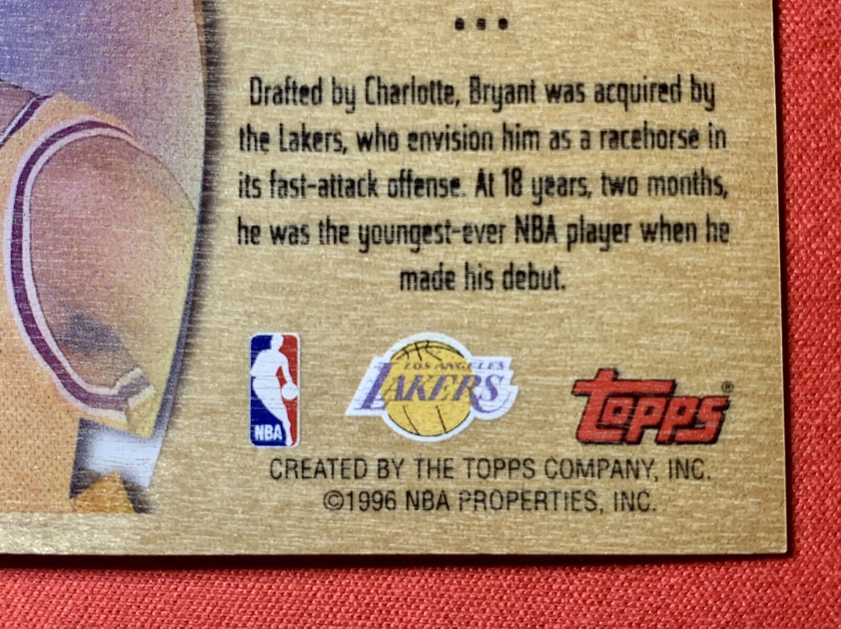 Kobe Bryant 1996-97 Topps Youthquake #YQ15 Rookie RC Wood Kobe Bryant 1996-97 Topps Youthquake #YQ15 Rookie RC Wood