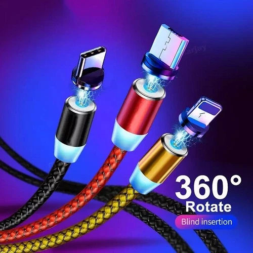 3 in 1 Magnetic Fast Charging USB Cable Charger 2.4A With 3 Adaptors Included - Picture 1 of 19