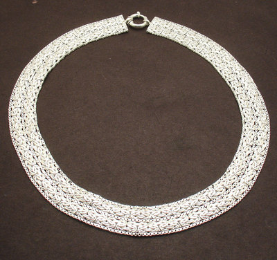 Double Row Byzantine Chain Necklace with Box Chain Border Real Sterling Silver
