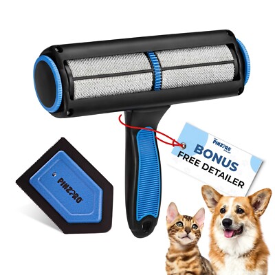 PinzPro Pet Hair Remover Roller & Detailer - Reusable Cat & Dog Hair Removal Set