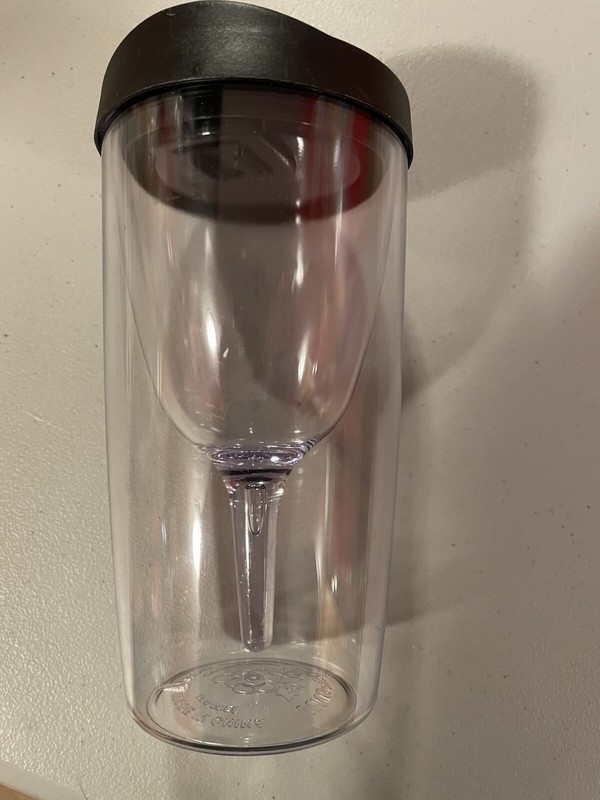 Vino2Go Double Wall Acrylic Wine Tumbler Clear with Black Color Lid