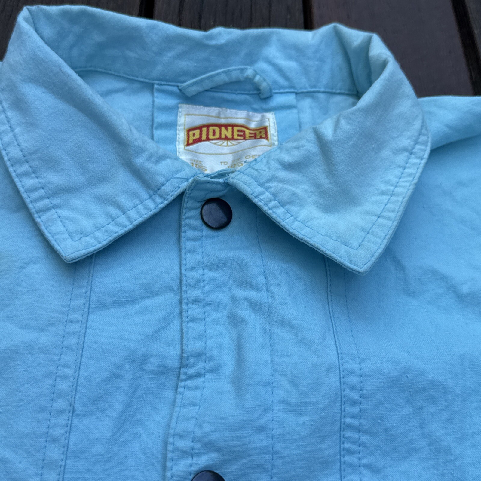 Rare Vintage PIONEER SKY BLUE SNAP BUTTON JACKET 105 Cm Macau Made LRG image 6