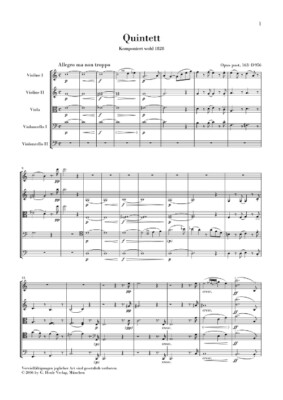 String Quintet C Major Op. Posth. 163 D 956 Study Score