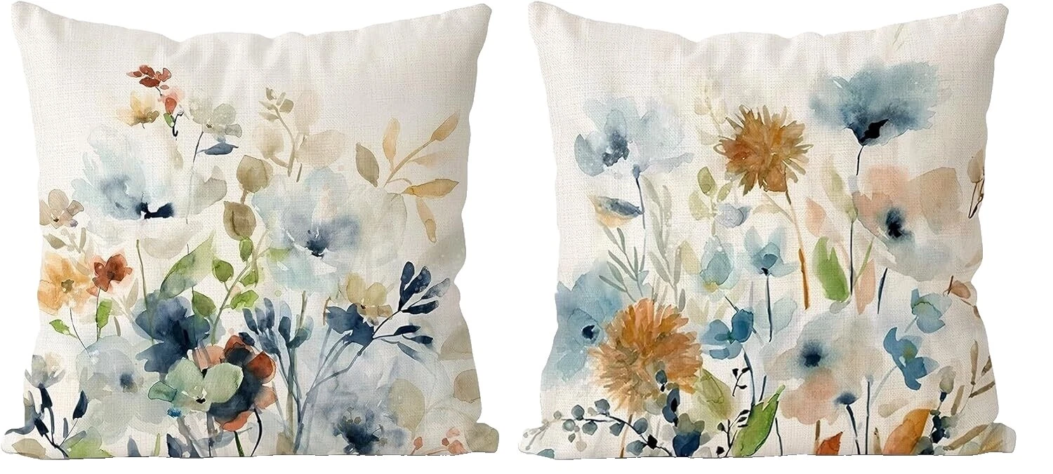 Flores Art Deco 100% Lino Almohadas de Decoración para el Hogar