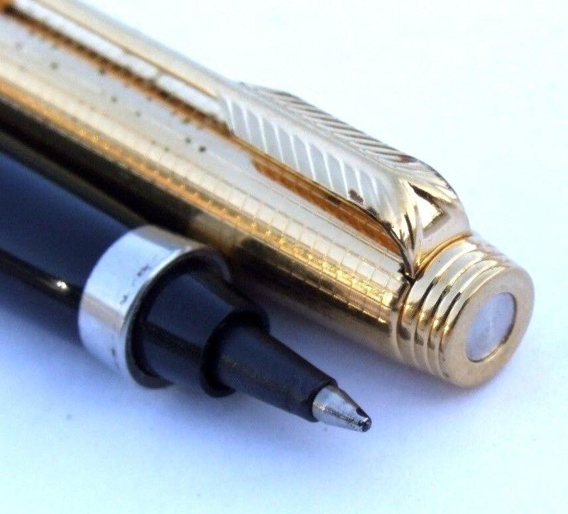 PARKER 75 CISELE 14K GOLD FILLED CAP & BARREL ROLLERBALL PEN NO STERLING SILVER