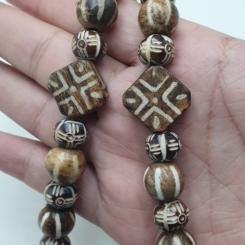 Vintage Carving Bone & Burmese Pumtek Pyu Beads Necklace - Picture 8 of 24