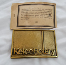 Vintage Kelco Rotary Belt Buckle Solid Brass Made in the USA