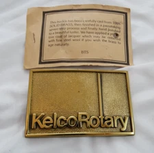 Vintage Kelco Rotary Belt Buckle Solid Brass Made in the USA