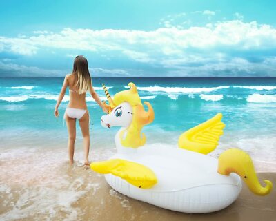 Giant Unicorn float Inflatable Pool Floatie Adult raft swimming