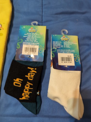 (2) Pair SpongeBob SquarePants Children's Crew Socks Size 6-8.5 - Picture 2 of 2