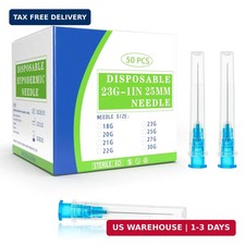 23 Gauge 1 Inch Disposable Needles with Caps - Luer Lock Lab Dispensing Accessor