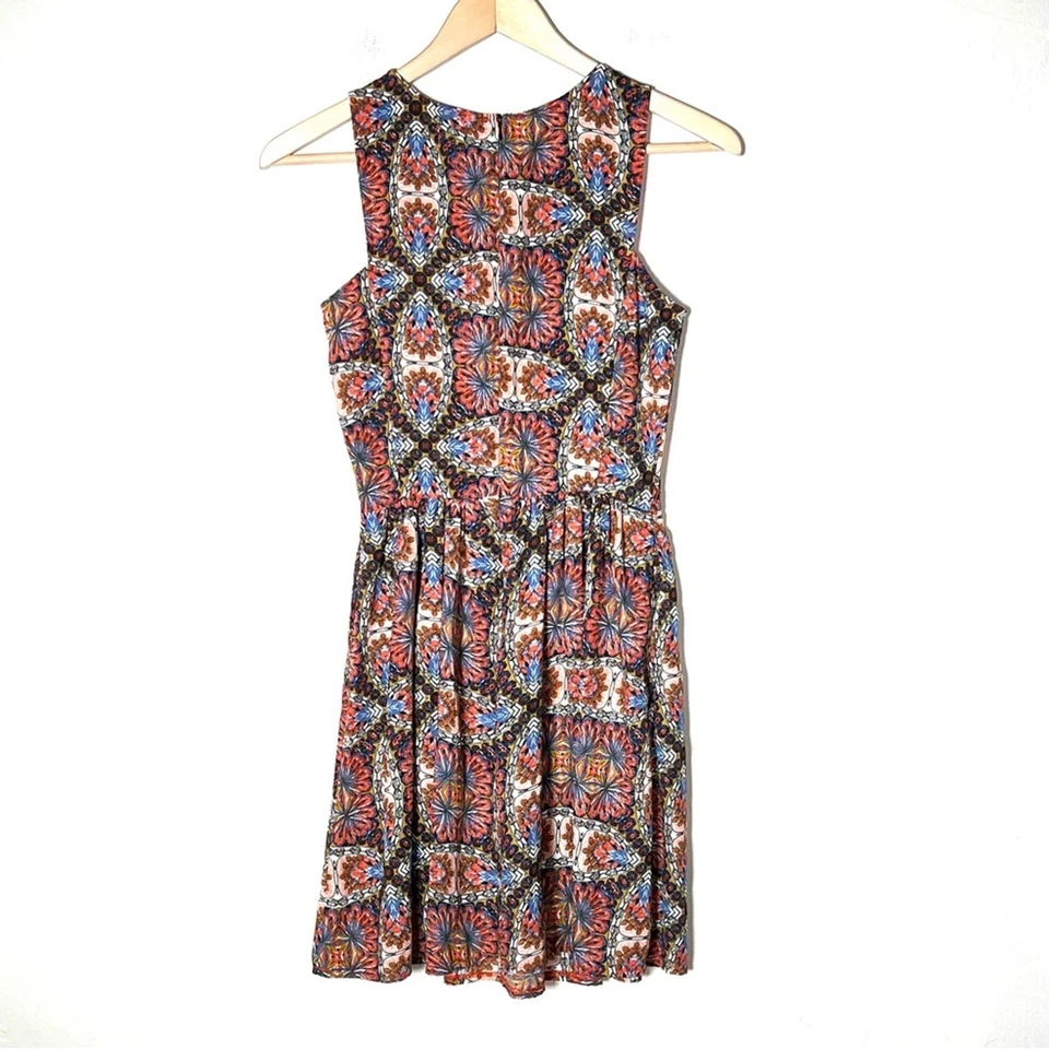 Maison Jules red and blue floral fit and flare dress size XS B183 - Image 4 of 4